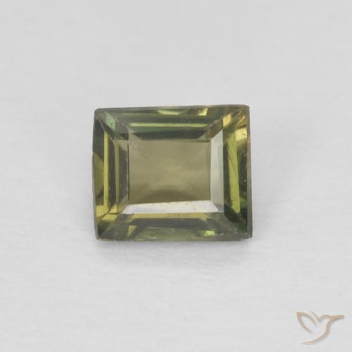 0.36ct 天然 ダークグリーン 穀物ルピン, バゲット, VS