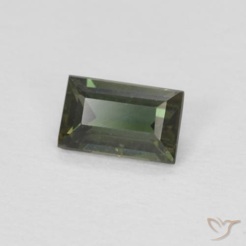 0.27カラットの天然茶色がかったグリーン穀物ルピン、バゲット、VS