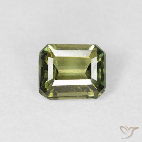 0.44ct 天然 アーシーグリーン 穀物ルピン, エメラルドカット, VS-SI
