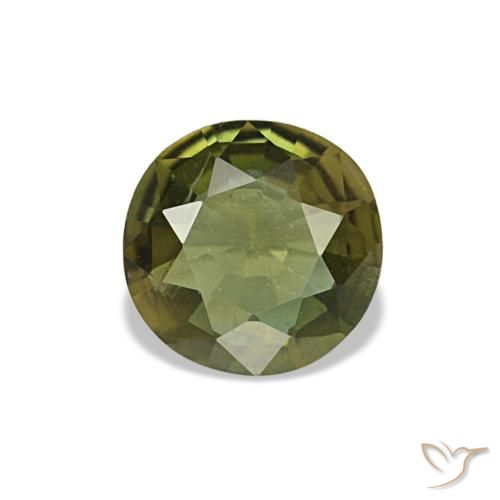 0.35カラットの天然Medium Dark-Greenコルネルピン（4.79 mm・ラウンドカット）