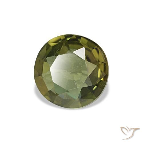 0.35カラットの天然Medium Dark-Greenコルネルピン（4.79 mm・ラウンドカット）