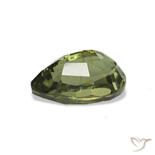 0.77カラットの天然Medium Dark-Greenコルネルピン（6.6×4.6 mm・洋梨の形）