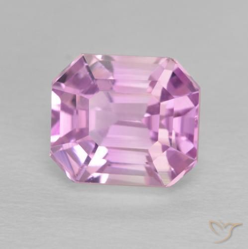 4.18ct 天然 ライトパープル クンツァイト, エメラルドカット, VVS