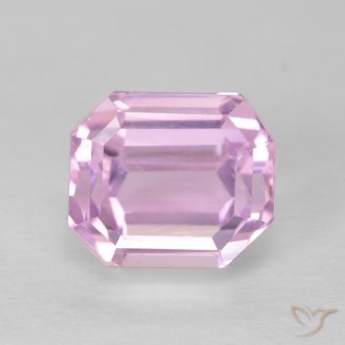 4.18ct 天然 ロイヤルパープルピンク クンツァイト, エメラルドカット, VVS