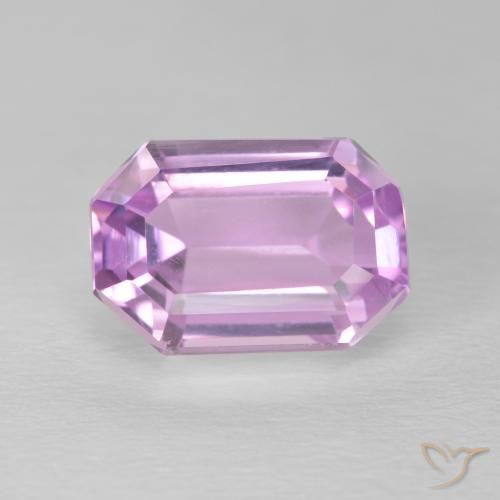 5.94ct 天然 非常に薄いピンク クンツァイト, エメラルドカット, VVS