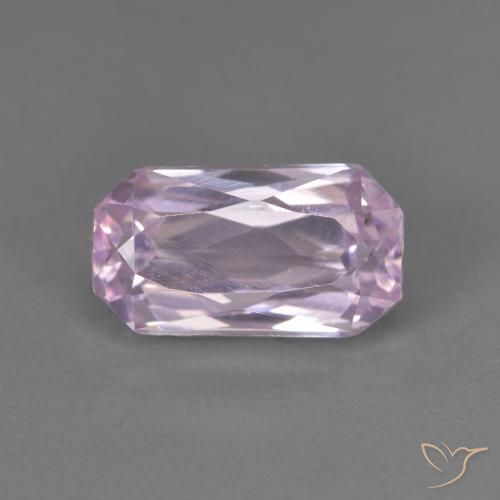 3.25ct 天然 薄いライラック クンツァイト, エメラルドカット, VVS