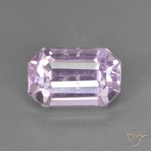 3.37ct 天然 薄いロイヤルパープルピンク クンツァイト, エメラルドカット, VS