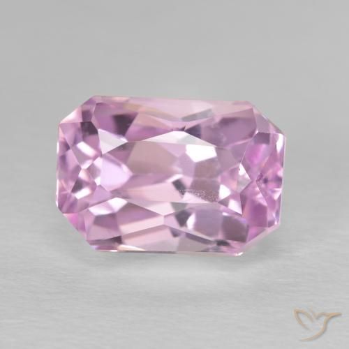 5.46ct 天然 非常に薄いロイヤルパープルピンク クンツァイト, エメラルドカット, VVS-VS