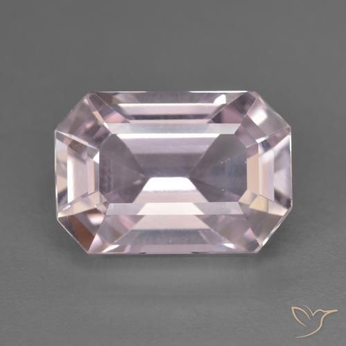 7.90ct 天然 非常に薄いピンクがかった紫 クンツァイト, エメラルドカット, VVS
