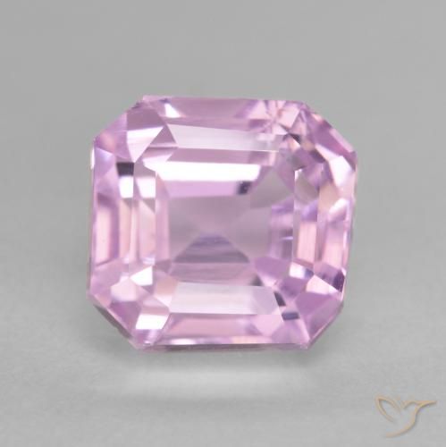 4.11ct 天然 ミディアムピンク クンツァイト, エメラルドカット, VVS