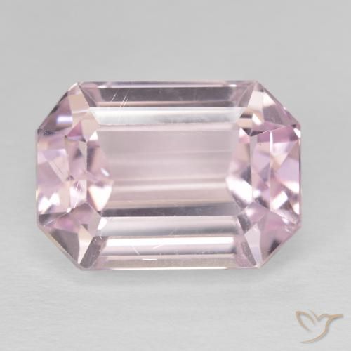15.55ct 天然 ライトローズピンク クンツァイト, エメラルドカット, VS