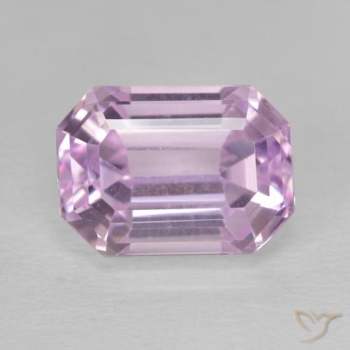 6.77ct 天然 薄いロイヤルパープルピンク クンツァイト, エメラルドカット, VVS-VS