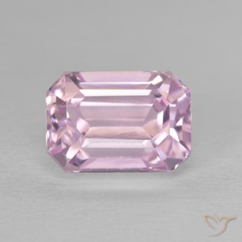 4.73ct 天然 非常に薄いバブルガムピンク クンツァイト, エメラルドカット, VVS-VS
