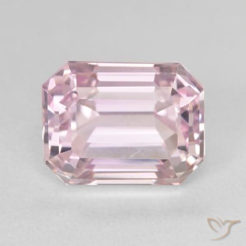 10.00ct 天然 ライトローズピンク クンツァイト, エメラルドカット, VVS
