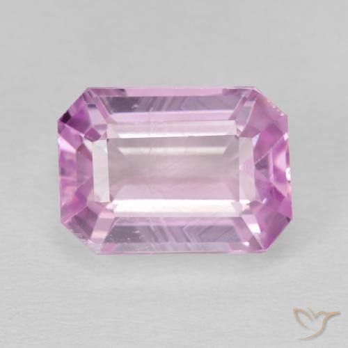 7.13ct 天然 ミディアムピンク クンツァイト, エメラルドカット, VS