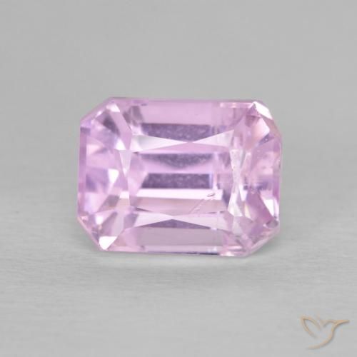 3.43ct 天然 薄いパープルピンク クンツァイト, エメラルドカット, VS