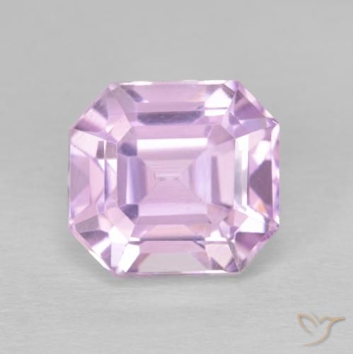 6.53ct 天然 ミディアムピンク クンツァイト, エメラルドカット, VS