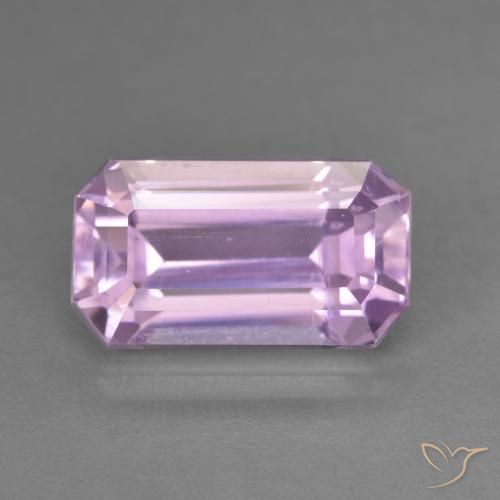 6.06ct 天然 ミディアムピンク クンツァイト, エメラルドカット, VVS-VS
