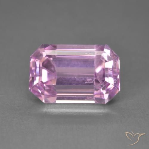 6.48ct 天然 非常に薄いロイヤルパープルピンク クンツァイト, エメラルドカット, VS