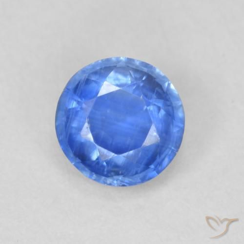 0.74ct 天然 薄いネイビーブルー カイヤナイト, ラウンド, SI
