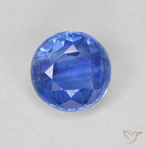 0.74ct 天然 薄いネイビーブルー カイヤナイト, ラウンド, SI