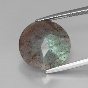 10.20カラットの天然マルチカラーラブラドライト、ラウンドカット、オペーク