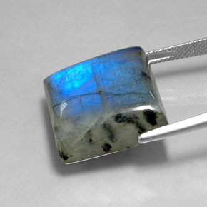 36.07カラットの天然マルチカラーラブラドライト、四角形、半透明