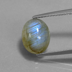 2.62カラットの天然マルチカラーラブラドライト（10.4×8.2 mm・オーバルカット）
