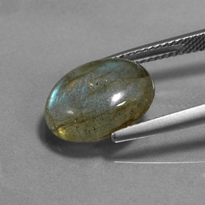 5.51カラットの天然マルチカラーラブラドライト、オーバルカット、半透明