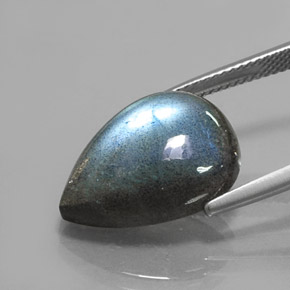 10.49カラットの天然マルチカラーラブラドライト、洋梨の形、半透明