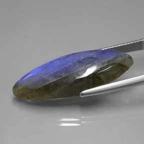 18.92カラットの天然グレーブルーの輝きラブラドライト、マーキーズ、透明