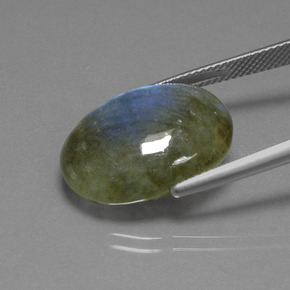 15.85カラットの天然グレーブルーの輝きラブラドライト、オーバルカット、半透明
