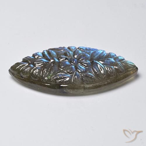 23.59カラットの天然マルチカラーラブラドライト、マーキス、半透明