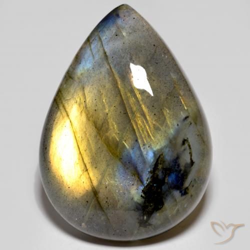 39.55ct 天然 マルチカラー ラブラドライト, 洋梨の形, オペーク