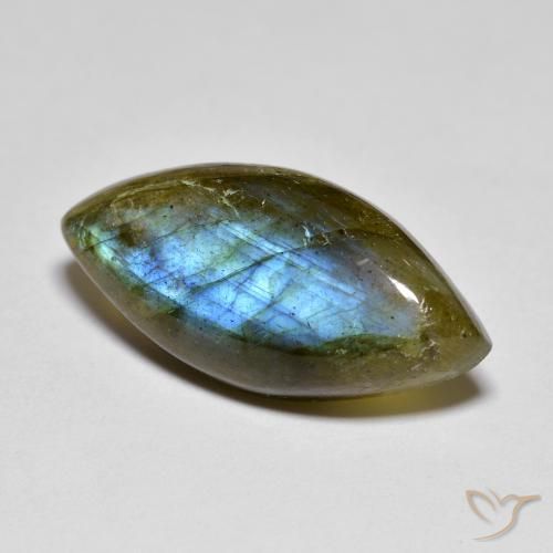 9.84ct 天然 マルチカラー ラブラドライト, マーキーズ, 半透明