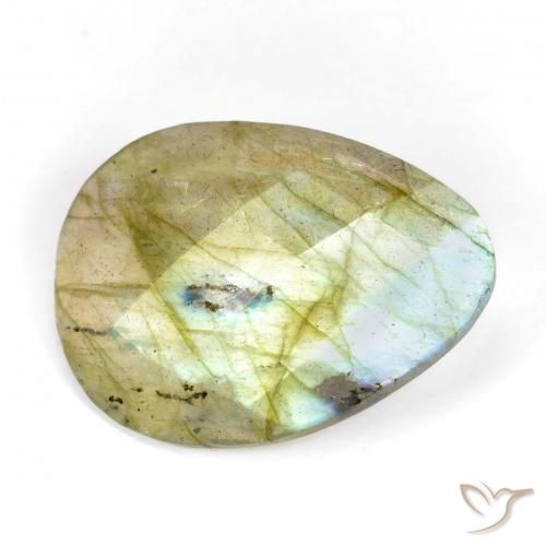 7.84ct 天然 マルチカラー ラブラドライト, 洋梨の形, 半透明