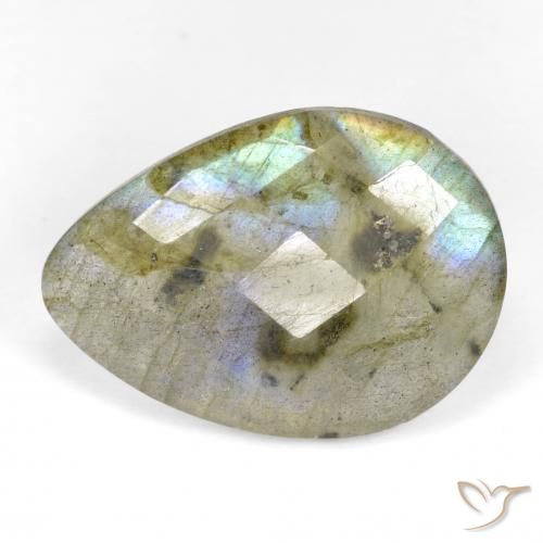 11.15ct 天然 マルチカラー ラブラドライト, 洋梨の形, 半透明