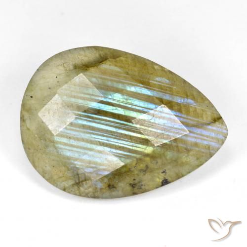9.93ct 天然 マルチカラー ラブラドライト, 洋梨の形, 半透明