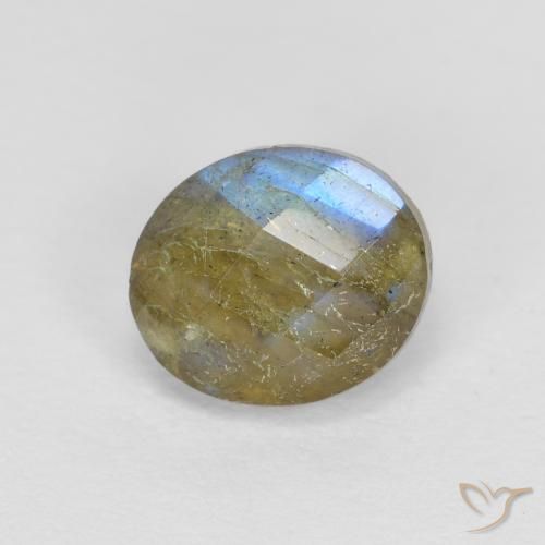 1.26ct 天然 マルチカラー ラブラドライト, 楕円形, 半透明