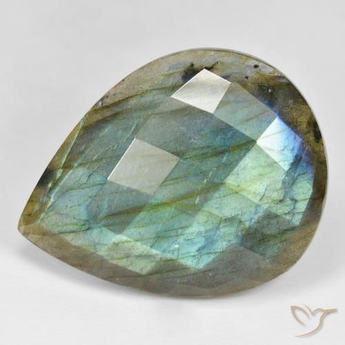 49.73ct 天然 マルチカラー ラブラドライト, 洋梨の形, オペーク