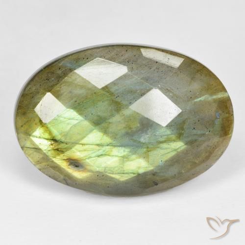 32.68ct 天然 マルチカラー ラブラドライト, 楕円形, オペーク