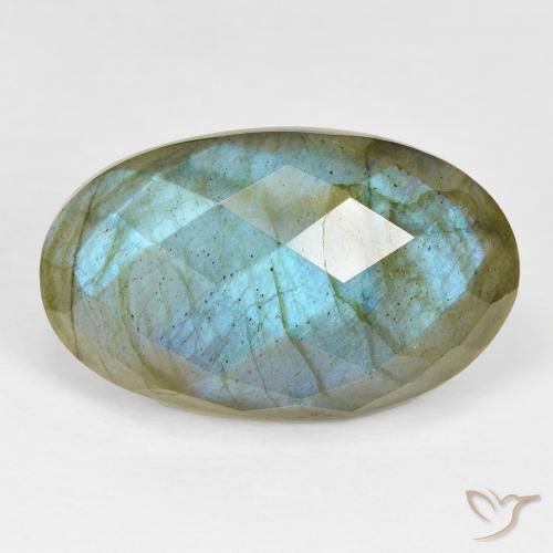 22.38ct 天然 マルチカラー ラブラドライト, 楕円形, オペーク