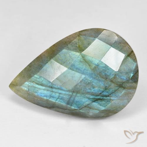 31.15ct 天然 マルチカラー ラブラドライト, 洋梨の形, オペーク