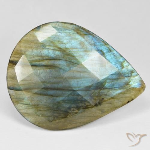 34.55ct 天然 マルチカラー ラブラドライト, 洋梨の形, オペーク