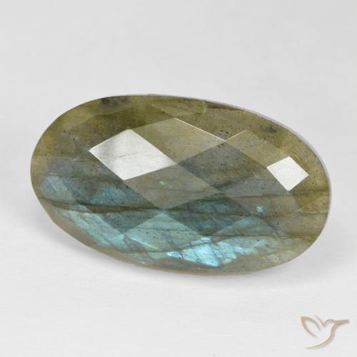 24.29ct 天然 マルチカラー ラブラドライト, 楕円形, オペーク