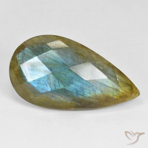 25.95ct 天然 マルチカラー ラブラドライト, 洋梨の形, オペーク