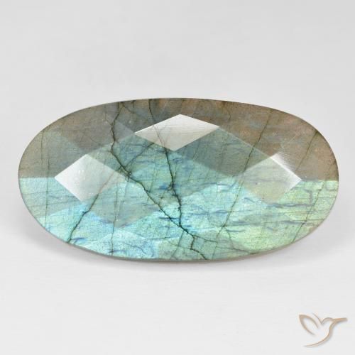 40.87ct 天然 マルチカラー ラブラドライト, 楕円形, オペーク