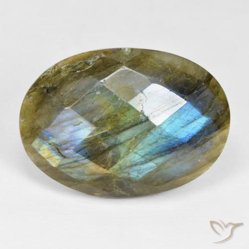 18.53ct 天然 マルチカラー ラブラドライト, 楕円形, オペーク