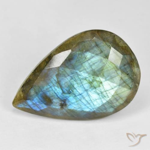 22.68ct 天然 マルチカラー ラブラドライト, 洋梨の形, オペーク