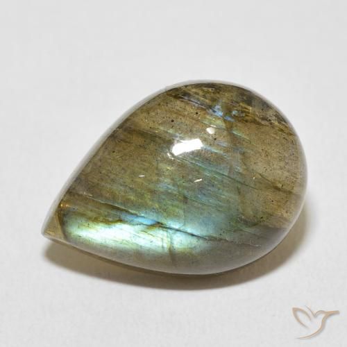 11.65ct 天然 マルチカラー ラブラドライト, 洋梨の形, 半透明